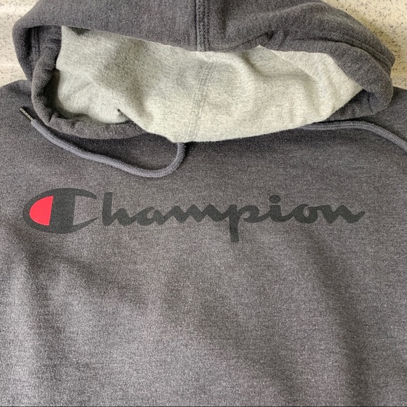 Champion Long Sleeve Dk Grey Pullover Hoodie Size Medium - Picture 6 of 8